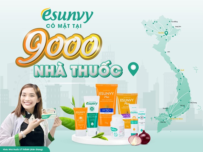 Esunvy được bán rộng rãi tại hệ thống 9000 nhà thuốc thuộc 63 tỉnh thành Việt Nam
