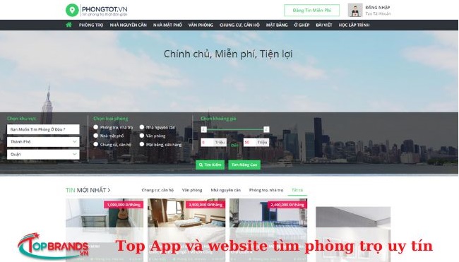 Website tìm phòng trọ Phongtot.vn