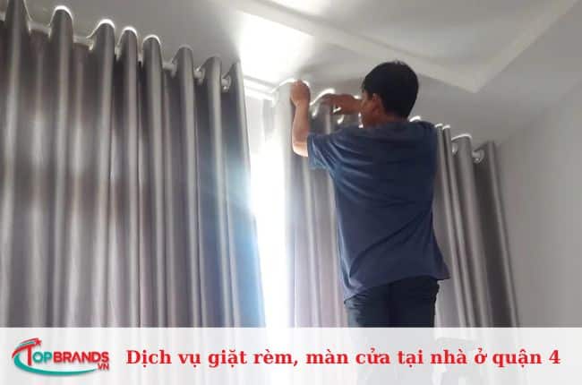 Dịch vụ giặt rèm cửa, màn cửa tại nhà ở Quận 4 uy tín