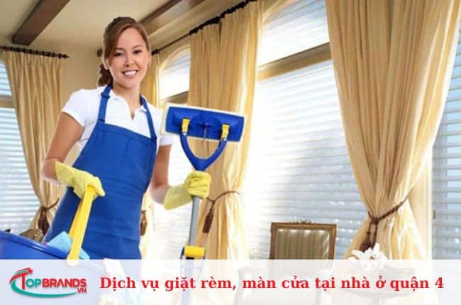 Dịch vụ giặt rèm cửa, màn cửa tại nhà ở Quận 4 uy tín