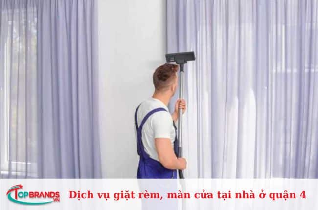 Dịch vụ giặt rèm cửa, màn cửa tại nhà ở Quận 4 uy tín