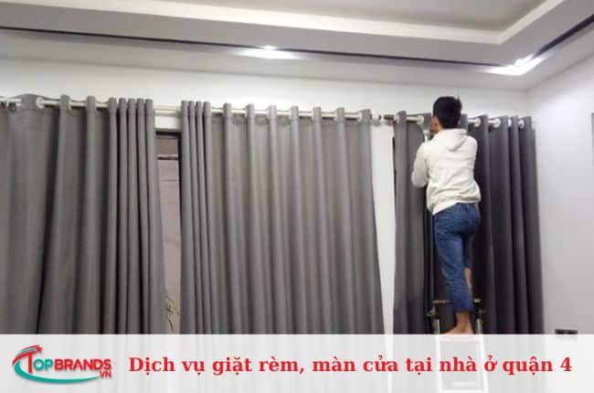 Dịch vụ giặt rèm cửa, màn cửa tại nhà ở Quận 4 uy tín