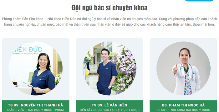 Các Bác sĩ giàu kình nghiệm tại Phòng khám Sản phụ khoa – Nhi khoa Hiền Đức
